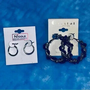 Two Pairs of Earrings-1 Silver Pair & 1 Blue With Silver Base NWT